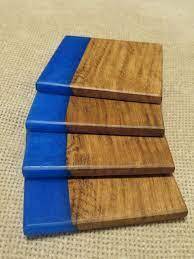 High Quality Handmade Luxury Eco-Friendly Resin Wood <b>Coasters</b> Set with Holder Custom Color Round Shape <b>Table</b> Decor Custom Use - Product Image 2