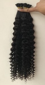 100% qualité d'exportation haut de gamme vison cambodgien temple indien vierge 24'Kinky Curly I Tip Extensions de cheveux donneur unique indien - Product Image 5