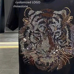 Pakistán fabricante hombres diamantes de imitación camisetas 100% algodón al por mayor hecho hombres diamantes de imitación camisetas en Stock - Product Image 6