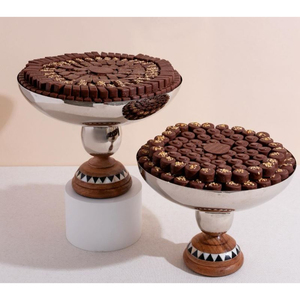 Bol à chocolat en métal argenté antique forme ovale affichage de Dessert sucré Occasions de mariage pour servir des bonbons bonbons Desserts - Product Image 3