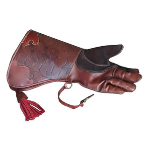 Gants de fauconnerie en cuir marron, gants de chasse au faucon, gants respirants thermiques de sécurité pour l'extérieur - Product Image 1