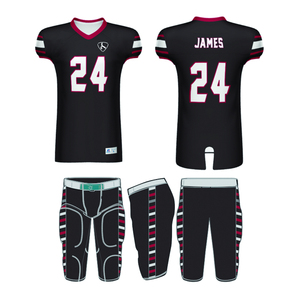 Customized American <b>Football</b> Jersey Uniform Set Men's <b>Black</b> Red <b>White</b> Sublimated Moisture Wicking Athletic Fit Short Sleeve - Product Image 1
