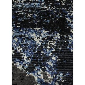 Alfombra Kavi Gris y Negra Anudada a Mano de Lana y Seda de Bambú con Patrón Abstracto Srb(707) para Uso Doméstico - Product Image 3