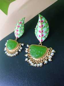 Top Indian Manufacturer's Gold-Plated Pearl Mate Fiish Earrings Fashion Jewelry Inspired Quality <b>Brass</b> Party Export Quality - Product Image 3