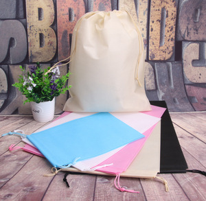Plain Dyed Nonwoven Drawstring Pouches in Pink White <b>Black</b> Beige Portable Storage Gift Bags Storage and Gift Packaging - Product Image 6