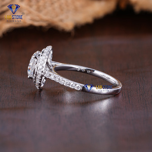 Bague en or blanc avec diamant taillé rond 3.867 TDW par Lab-Stone/Bague en diamant féminine et éblouissante/couleur EF-VS - Product Image 3