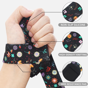 สายรัดยกน้ำหนักลายพราง ผ้าฝ้าย สายรัดข้อมือสำหรับดึงแบบแข็ง ป้องกันการลื่น ซิลิโคนแบบจุด สำหรับฝึกเดดลิฟต์ - Product Image 5