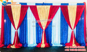 Ceremonia de Haldi, telón de fondo de escenario de boda, telón de fondo de escenario de boda de lujo, decoración de cortina, cortina lisa con cortinas para nosotros - Product Image 3