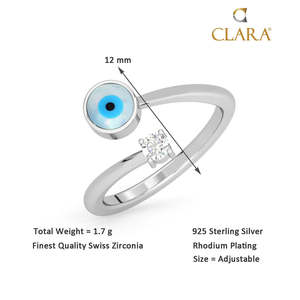 แหวนทรงเรขาคณิต CLARA เงินแท้ 925 ปรับขนาดได้ ประดับด้วยหินเพทายรูปตาปีศาจ - Product Image 5