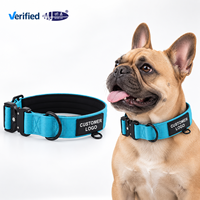 Collier pour chien rembourré robuste avec patch logo personnalisé, boucle à dégagement rapide en métal, réglable en nylon, vente en gros en vrac