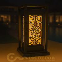 DNT.004.08 Lampe solaire de jardin premium, LED blanc chaud 30W, corps en fer, contrôle par capteur de lumière, durée de vie de 50000 heures, garantie de 5 ans, ETL