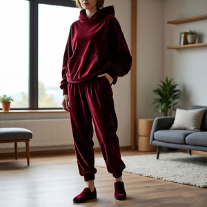 Wholesale Zipper <b>Velvet</b> <b>Jacket</b> Trouser Ladies Heavyweight Fleece Velour Pullover Track Suit <b>Women</b> - Product Image 3