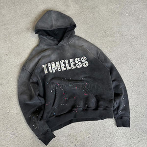 Fabricant pakistanais sweats à capuche en strass lavés à l'acide pour hommes basiques en coton mélangé sweats à capuche en strass lavés à l'acide pour hommes - Product Image 1