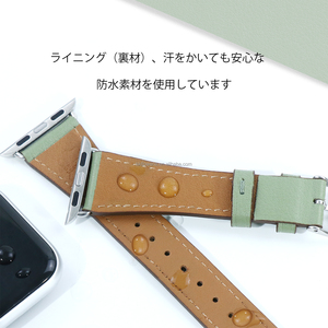 สายหนังอิตาเลียนกันน้ำสำหรับผู้หญิงหนังแท้สีสันหมองคล้ำสีดำสายนาฬิกาสำหรับแอปเปิ้ล - Product Image 5