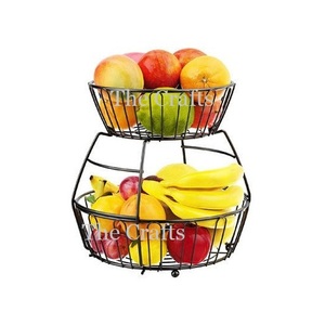 Hôtellerie Et Panier Suspendu De Restaurant En Fer Noir Couleur Ustensiles De Cuisine Panier De Fruits À 2 Niveaux À Des Prix Raisonnables - Product Image 6