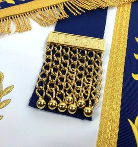 UAA Durable Square Customized Masonic Blue Lodge Master Mason Gold Embroidery Apron Leather and Fabric Collar <b>Type</b> - Product Image 2