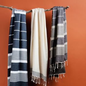 Offre Spéciale personnalisé turc serviette de plage 100% coton Hammam Fouta haute qualité doux absorbant bain serviette de nettoyage motif rayé - Product Image 1