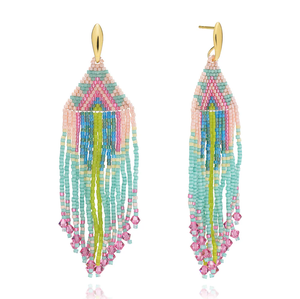 Coloré Noël Festive Design Broderie Boucles D'oreilles Perles Fabriquées À La Main avec Logo Personnalisé Accessoire De Mode - Product Image 6