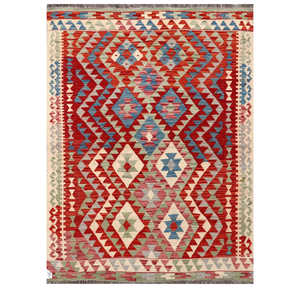 Alfombra Kilim de Maimana, Afganistán, 207 x 153 cm, Juego de Alfombras - Product Image 1