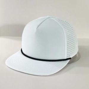 VN, venta al por mayor, gorra de béisbol de Golf personalizada de 5 paneles, agujeros cortados con láser deportivos, ala plana, parche bordado, Logo, cuerda trasera de plástico - Product Image 2