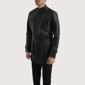 Dolf <b>Gothically</b> Styled Black Leather Winter <b>Jacket</b> High PU Satin Woven Spandex Hooded Puffer Cotton Embroidered Fashionable - Product Image 2