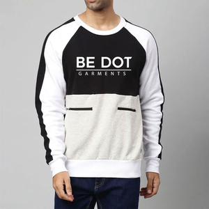 Wholesale Men's Color Block Crew Neck <b>Oversized</b> Pullover <b>Sweatshirt</b> 100% Cotton Knitted <b>Vintage</b> Casual Breathable Autumn - Product Image 1