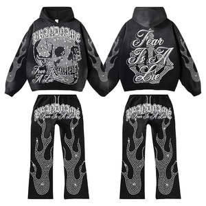 ชุดวอร์ม500gsm 2ชิ้นมีฮู้ดสำหรับผู้ชายชุดวอร์มปักลายผ้ากำมะหยี่ชุดวอร์มกางเกงรัดเอวแบบกำหนดเอง - Product Image 2