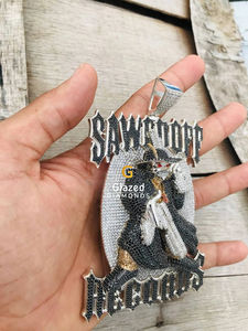 Pendentif Hip Hop en or blanc 10 carats fabriqué à la main diamants cultivés en laboratoire VVS nom personnalisé «conception de glace» pour les fêtes - Product Image 3