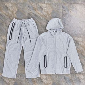 Veste à capuche zippée en molleton technique imprimé de haute qualité, style streetwear 2-en-1, légère, pour l'automne, avec bas décontracté uni - Product Image 5
