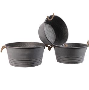 Maceta de flores de forma ovalada galvanizada de diseño elegante con mango de madera para el hogar Jardín al aire libre Hierbas Macetas de flores - Product Image 6