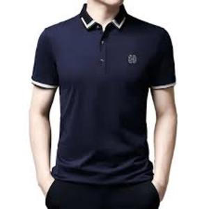 T-shirt personnalisable pour homme en tissu Dobby 100 % coton de haute qualité, séchage rapide, manches courtes brodées, décontracté - Product Image 1