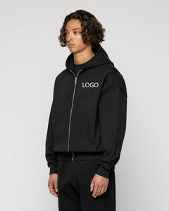 <b>Men's</b> <b>Oversized</b> Drop Shoulder 100% Cotton <b>Hoodies</b> 500GSM Thick Winter <b>Blanket</b> Zip-up Style Plain Dyed Crop Boxy Streetwear - Product Image 2