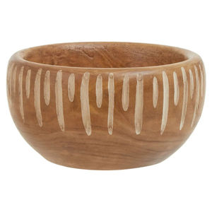 Bol de service en bois artisanal, petit bol rond décoratif avec accents sculptés, accessoires de décoration de cuisine au prix d'usine - Product Image 1