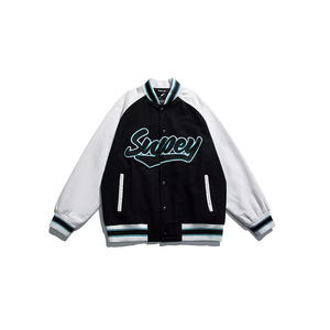 Blouson de baseball d'hiver personnalisé pour homme, avec patch brodé conçu en usine, col montant, boutons, non-tissé, écologique, style urbain tendance - Product Image 6