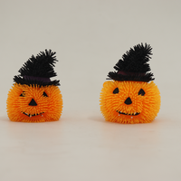Pafu mainan Squishy menyala Halloween, mainan labu menyala putih lembut Squishy menyala berkedip hantu