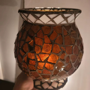 เชิงเทียนโมเสคแก้ว สีฟ้าเขียว หรูหรา ตกแต่งเรียบง่าย ลายดอกไม้ สีสันสดใส สไตล์โมเดิร์น สำหรับคริสต์มาส ขายส่ง - Product Image 1