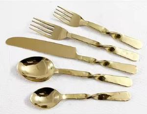 ชุดช้อนส้อมสแตนเลสสีทองพร้อมส้อมมีดอุปกรณ์เสริมด้ามจับโลหะงานปาร์ตี้งานตามสั่ง - Product Image 2