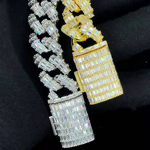 New Arrival HIPHOPSTAR ICED-OUT Miami Cuban Link Hiphop <b>Bracelet</b> VVS Baguette Moissanite 925 Sterling Silver <b>Rose</b> <b>Gold</b> Jewelry - Product Image 3