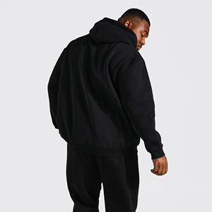 Jersey de hombre de algodón de peso pesado con logotipo personalizado al por mayor, ropa de calle de gran tamaño en blanco, ropa informal con estampado abullonado, Sudadera corta con capucha para hombre - Product Image 4