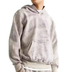 Sweats à capuche personnalisés 100% coton lourds délavés au soleil impression numérique vêtements de rue surdimensionnés pulls à capuche pour hommes - Product Image 5