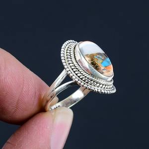 Anillo clásico joyería para mujer plata estilo bohemio joyería 925 plata esterlina turquesa piedra preciosa anillo hecho a mano regalo para esposa - Product Image 3