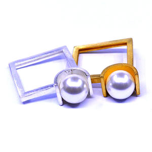 Traditional 925 Sterling Silver Gold Plated Wedding Women Wear Trendy Unique Freshwater Pearl Big <b>Stone</b> <b>Ring</b> - Product Image 4