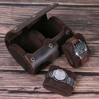 Grosir harga pabrik jam tangan perjalanan mewah penutup wadah gulung Logo kustom bahan kulit pelindung jam tangan mewah yang dipersonalisasi
