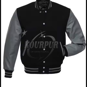 Chaqueta universitaria de alta calidad MOQ baja para hombres con mangas de cuero genuino Chaquetas universitarias ecológicas a precio al por mayor - Product Image 3