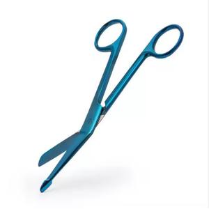 กรรไกรตัดผ้าพันแผลสแตนเลสแบบแมนนวลมีความทนทานสีฟ้า - Product Image 1