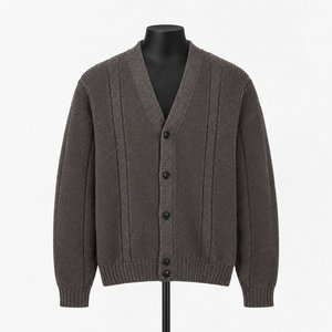 Cárdigan de punto grueso para hombre con cuello en V, abotonado, de manga larga, mezcla de lana, informal, para invierno. - Product Image 1