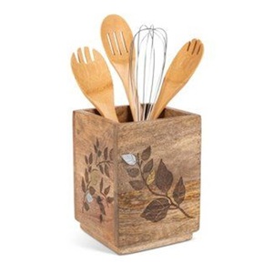 Top Selling Mango Wood Serving Caddy Decorative <b>Kitchen</b> Organizer for <b>Storage</b> Tableware Cutlery Office Use-OEM Design - Product Image 5