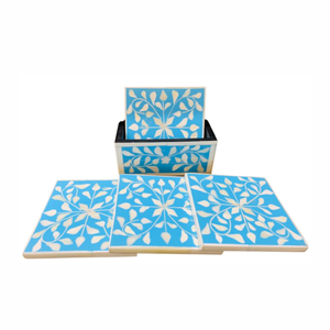 Haute Qualité Os Incrustation Conception Carré Tasse À Thé Coaster Noir Blanc Motif Géométrique pour La Maison Hôtel Restaurant Bureau Utilisation - Product Image 3