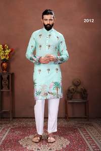 Kurta Pyjama en Coton Mousseline Premium pour Hommes pour la Saison des Mariages et des Fêtes Fabriqué en Inde En Stock Sans Impression - Product Image 3