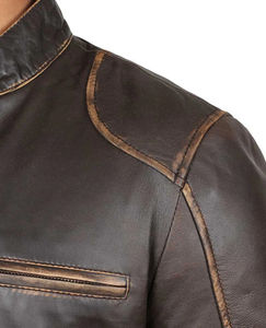 Veste en cuir véritable vintage personnalisable pour homme 2024, style moto décontracté, tenue d'hiver tendance - Veste en gros pour homme - Product Image 4